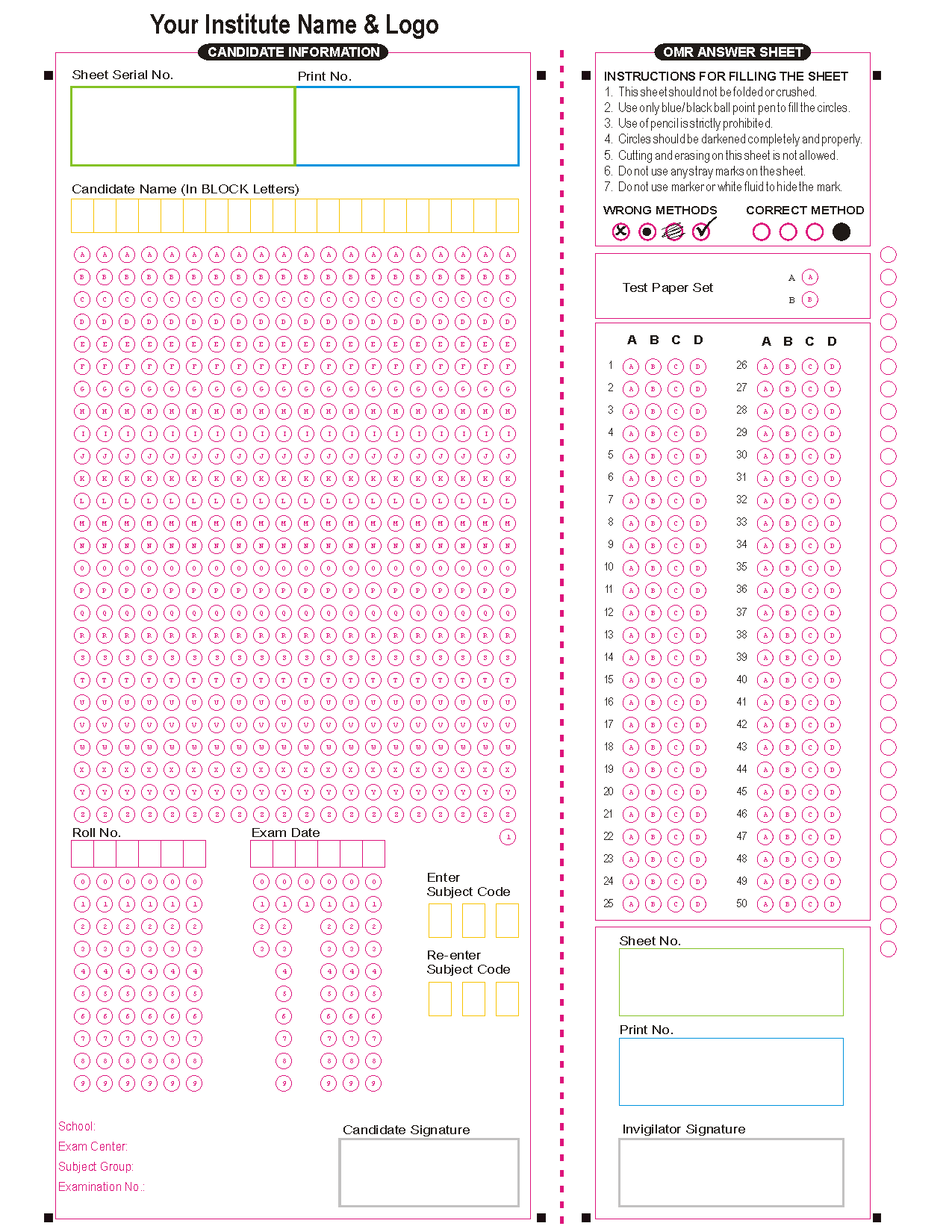 DP STAGE I- Blank Sheet Template to be used for Variable Data  Printing